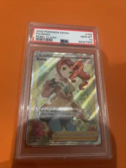 2020 Pokemon Rebel Clash Sonia #192 PSA 10 Gem Mint Full Art Trainer - Image 1