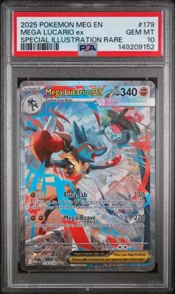 2025 POKEMON MEG EN-MEGA EVOLUTION #179 MEGA LUCARIO EX PSA 10 - Image 1