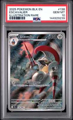 2025 POKEMON BLK EN-BLACK BOLT ILLUSTRATION RARE #138 ESCAVALIER PSA 10 - Image 1