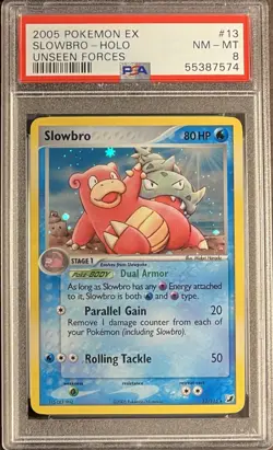2005 Pokemon EX Unseen Forces 13 Slowbro Holo PSA 8 NM-MT - Image 1