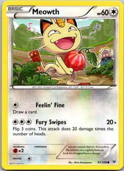 Meowth 67/108 - XY - Roaring Skies Pokemon Common LP - Image 1