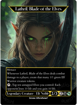 Lathril, Blade of the Elves - Full Art Altered Art Custom Proxy Cards - Image 1