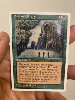 Magic The Gathering Sylvan Library MTG 4th Ed Rare Green Enchant 1995 McNeill - Image 1