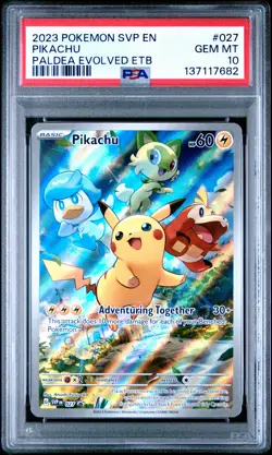 2023 POKEMON SVP EN-SV BLACK STAR PROMO #027 PIKACHU PSA 10 - Image 1