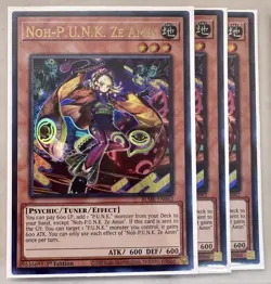 Yugioh! 3x Noh-P.U.N.K. Ze Amin BLMR-EN062 Ultra Rare 1st Ed NM - Image 1