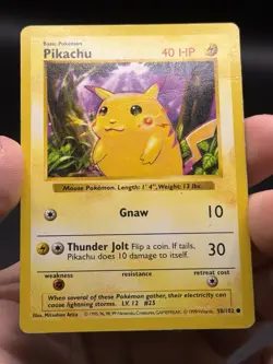 Pokemon Pikachu 58/102 Base Set Shadowless Red Cheeks English HP - Image 3