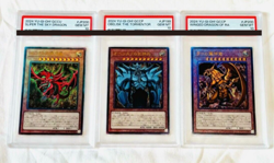 PSA 10 GEM MINT Egyptian Gods 3 Set Obelisk Winged Dragon Of Ra Yugioh - Image 1