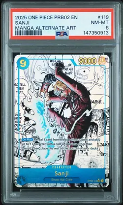 One Piece CCG Sanji PRB02 Manga Alternate Art OP06-119 PSA 8 - Image 1