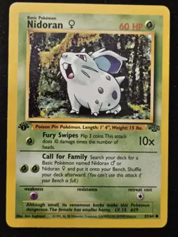 1st Edition Nidoran 57/64 Jungle Non Holo WoTC Pokemon Trading Card Game 1999 MP - Image 1