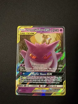 Pokemon Gengar & Mimikyu GX 53/181 Team Up Ultra Rare TAG TEAM Holo Card - Image 1