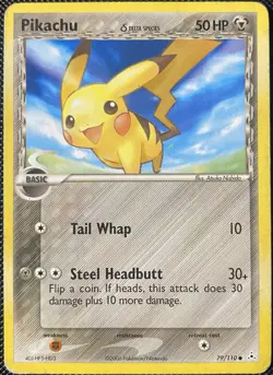 Pikachu (Delta Species) 79/110 Holon Phantoms Regular *DAMAGED* Pokemon Card - Image 1