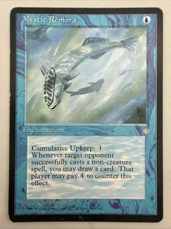Mystic Remora x1 MTG Ice Age 1x Magic Fair Heavy Play HP Creased - Image 1