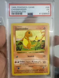 1999 POKEMON BASE SET SHADOWLESS #46 CHARMANDER PSA 5 - Image 1