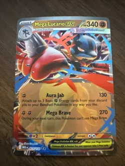 Pokemon Mega Lucario ex 077/132 Me01: Mega Evolution Double Rare Holo - Image 1
