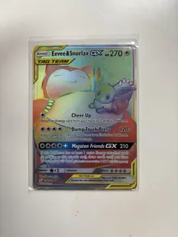 Pokemon Eevee & Snorlax GX TAG TEAM Full Art Secret Rare Holo SM-Team Up 191/181 - Image 1