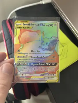 Pokemon Eevee & Snorlax GX TAG TEAM Full Art Secret Rare Holo SM-Team Up 191/181 - Image 3