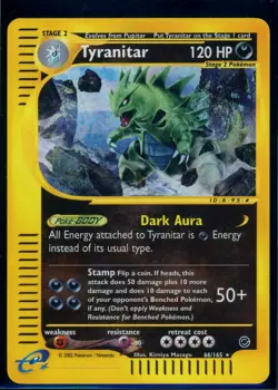 Pokemon EXPEDITION - #66/165 Tyranitar - Reverse Holo - ENG - Near Mint - Image 1