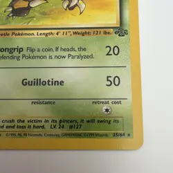 Pokemon Pinsir Jungle 25/64 Rare 60 HP Basic Unlimited Wizards 1999 English #1 - Image 5