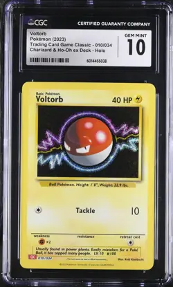 CGC 10 GEM MINT Voltorb 010/034 Trading CG Classic Charizard Deck Pokemon 2023 - Image 1