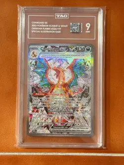Pokemon Charizard ex 223/197 SV03 Obsidian Flames Illustration Holo TAG 9 - Image 3