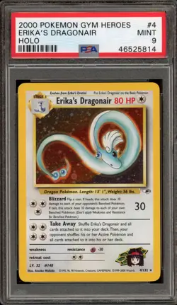 Pokemon Erika's Dragonair Gym Heroes Unlimited Holo Rare #4 PSA 9 Mint - Image 1