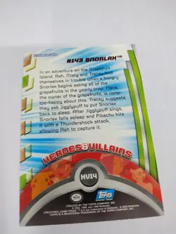2000 Topps Pokemon TV Animation Heroes & Villains Snorlax #HV14 NON HOLO - Image 2