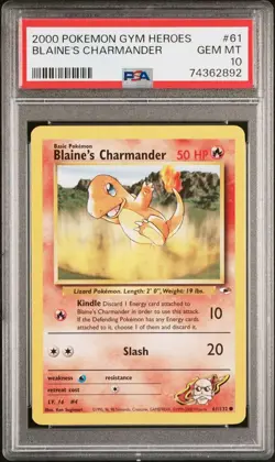 2000 Pokemon Gym Heroes Blaine’s Chamander PSA 10 💎 Low Pop! - Image 1