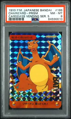 Pokemon 1999 Charizard Prism Holo Rare Bandai Carddass Vending PSA 8 - Image 1