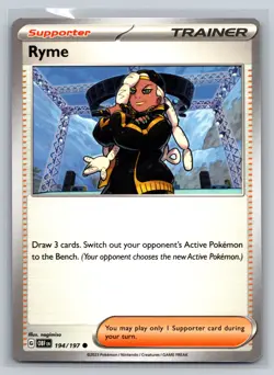 Ryme 194/197 Obsidian Flames Common Trainer Supporter Pokemon Card TCG Draw - Image 1