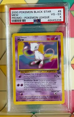2000 Pokemon Card Pokemon League Promo #8 Black Star MEW, PSA 4 - Image 1