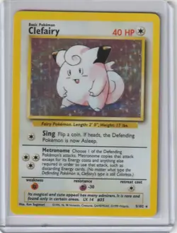 Clefairy Base Set 5/102 Holo Rare Pokemon 1999 - Image 1
