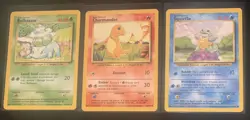 Pokemon Starters - Charmander , Squirtle and Bulbasaur Base Set 1999 LP - Image 1