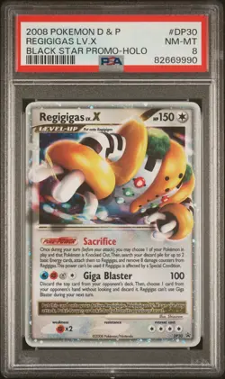 2008 POKEMON DIAMOND & PEARL BLACK STAR PROMO HOLO #DP30 REGIGIGAS LV.X PSA 8 - Image 1