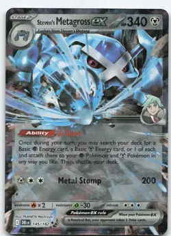 Steven's Metagross ex 145/182 Double Rare Holo SV10: Destined Rivals NM Pokemon - Image 1