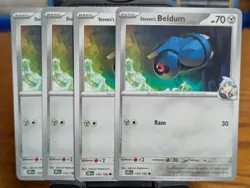 Pokemon TCG Destined Rivals Steven's Beldum 143/182 x4 Playset - Image 1