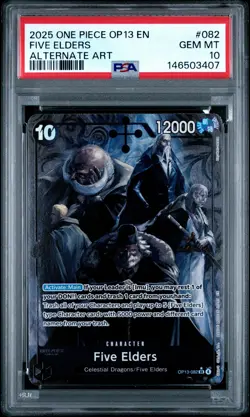 2025 ONE PIECE OP13-CARRYING ON HIS WILL ALTERNATE ART #082 FIVE ELDERS PSA 10 - Image 1
