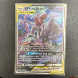 Mewtwo & Mew GX SM191 Promo TAG TEAM GX Holo Basic Psychic Pokemon TCG Card SM - Image 1