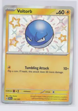 Pokemon TCG S&V Paldean Fates Voltorb Shiny Rare Holo Card 133/091 Baby Shiny NM - Image 1