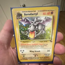 Pokemon Aerodactyl Fossil Holo Rare Unlimited 60 HP 1/62 English Card - Image 1