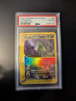 2003 Pokemon Aquapolis Reverse Holo Tyranitar #40 is graded PSA 6 EX-MT - Image 1