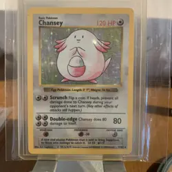 Pokemon TCG Chansey 3/102 Holo Rare Unlimited Base Set 1999 HP - Image 1