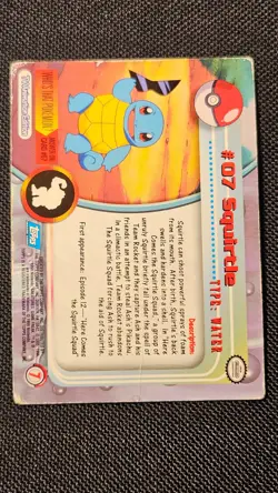 Squirtle #07 Blue Logo Topps TV Animation Edition Silver Holo Pokemon 1999- MP - Image 3