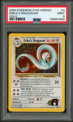 2000 Pokemon Gym Heroes Erika's Dragonair Holo Rare #4 PSA 9 - Image 1