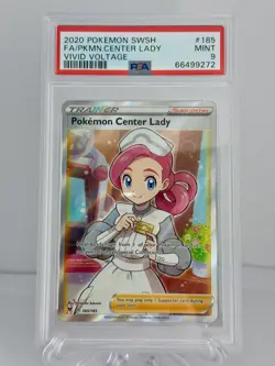 [PSA: 9] Pokemon Center Lady (Full Art) 185/185 Swsh04: Vivid Voltage Holo - Image 1