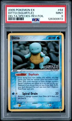 2005 POKEMON EX DELTA SPECIES #64 DITTO [SQUIRTLE]-REVERSE FOIL PSA 9 - Image 1