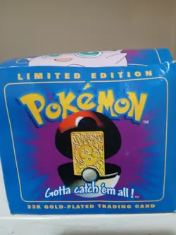 Pokemon 23k Gold Plated Jigglypuff Trading Card Sealed 1999 Blue Box Burger King - Image 1