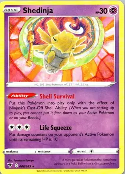 Shedinja TCG Non Holo Card 2020 Sword & Shield - Vivid Voltage #66 Pokemon LP - Image 1