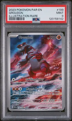 2023 POKEMON PAR EN-PARADOX RIFT ILLUSTRATION RARE #199 GROUDON PSA 9 - Image 1