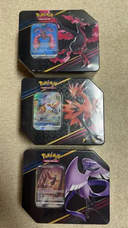 Pokemon TCG Crown Zenith Galarian Moltres Articuno Zapdos Tin Set of 3 Sealed - Image 1