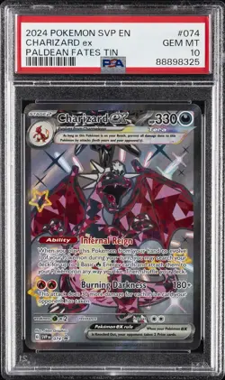 2024 POKEMON SVP EN-SV BLACK STAR PROMO PALDEAN FATES TIN CHARIZARD EX PSA 10 - Image 1